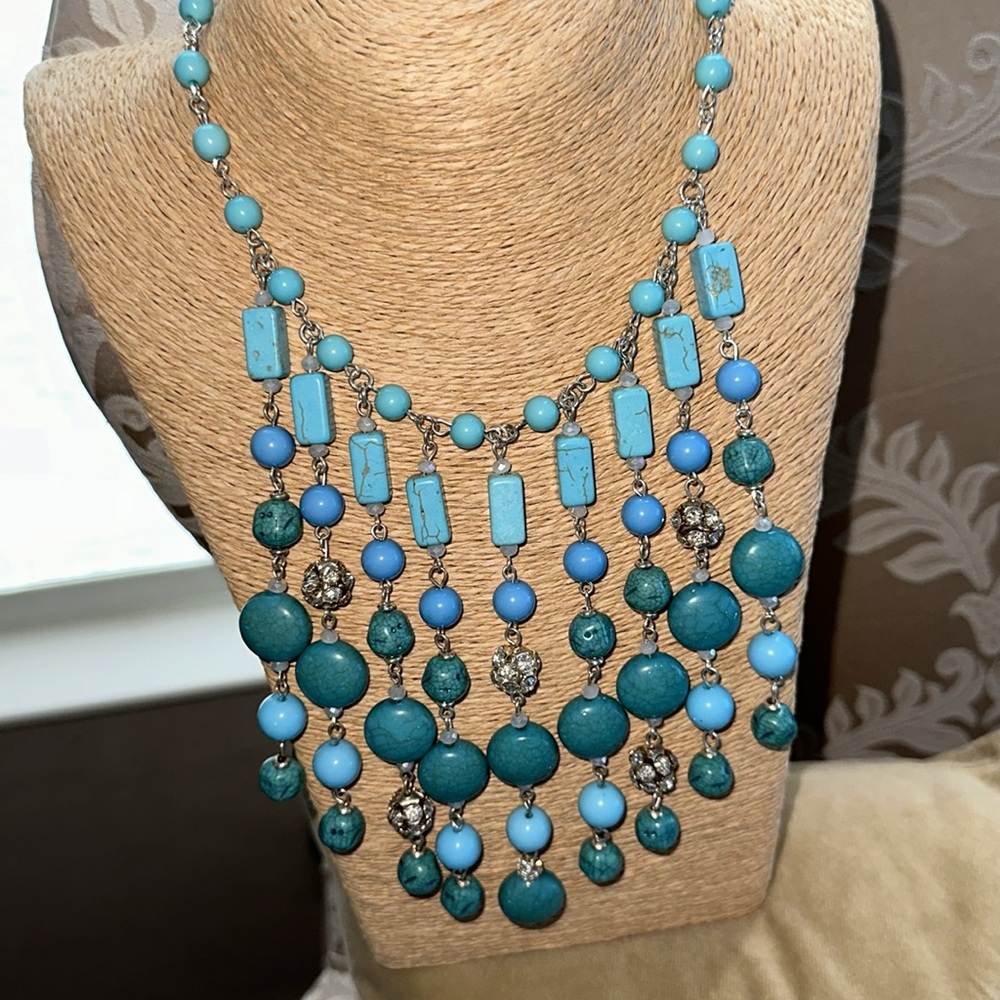Chicos turquoise colored statement necklace adjustable very beautiful piece - Picture 7 of 16